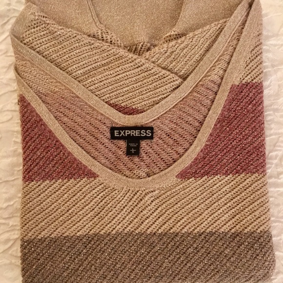 EXPRESS All-Over Lurex Double V-Neck Dolman Knit - Picture 8 of 9